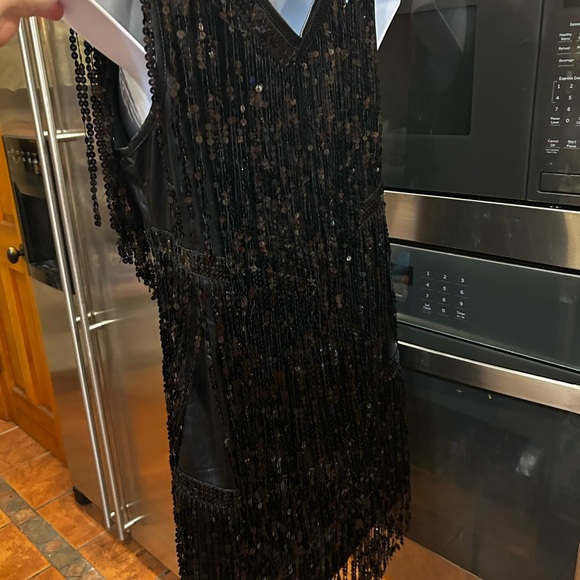 Black Sequin Fringe Dress - Picture 4 of 7